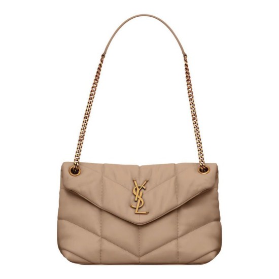Perfette Qualità Repliche Borsa piccola YSL Saint Laurent Puffer in nappa albicocca Imitazione