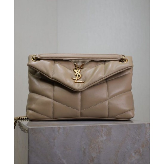 Perfette Qualità Repliche Borsa piccola YSL Saint Laurent Puffer in nappa albicocca Imitazione