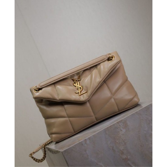 Perfette Qualità Repliche Borsa piccola YSL Saint Laurent Puffer in nappa albicocca Imitazione