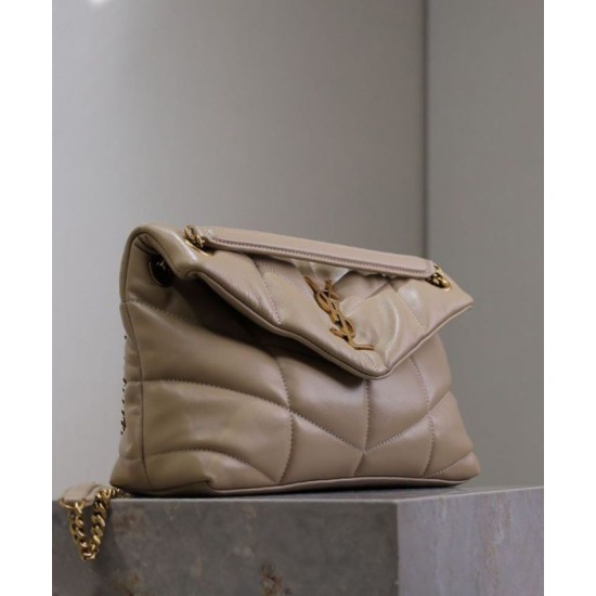 Perfette Qualità Repliche Borsa piccola YSL Saint Laurent Puffer in nappa albicocca Imitazione