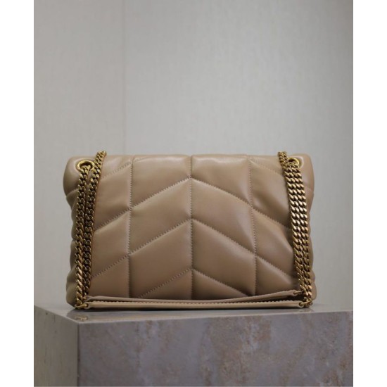 Perfette Qualità Repliche Borsa piccola YSL Saint Laurent Puffer in nappa albicocca Imitazione