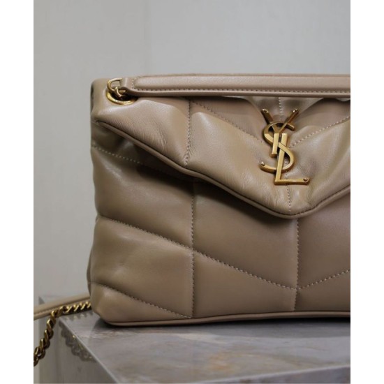 Perfette Qualità Repliche Borsa piccola YSL Saint Laurent Puffer in nappa albicocca Imitazione
