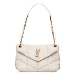 Perfette Qualità Repliche Borsa piccola YSL Saint Laurent Puffer in nappa color crema Imitazione