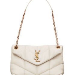 Perfette Qualità Repliche Borsa piccola YSL Saint Laurent Puffer in nappa color crema Imitazione