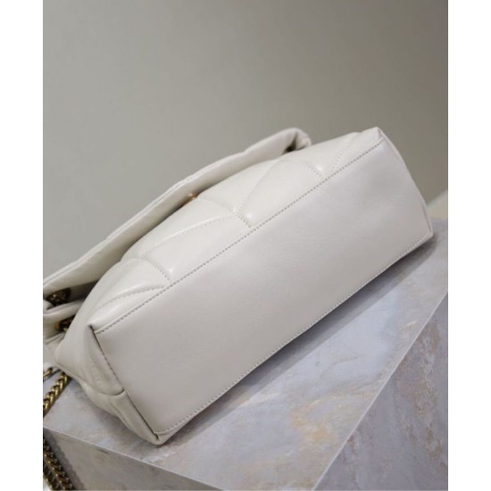 Perfette Qualità Repliche Borsa piccola YSL Saint Laurent Puffer in nappa color crema Imitazione