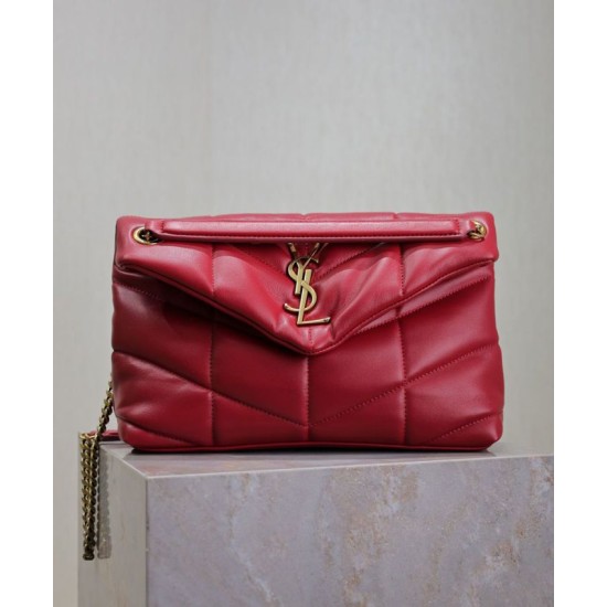 Perfette Qualità Repliche Borsa piccola YSL Saint Laurent Puffer in nappa rossa Imitazione