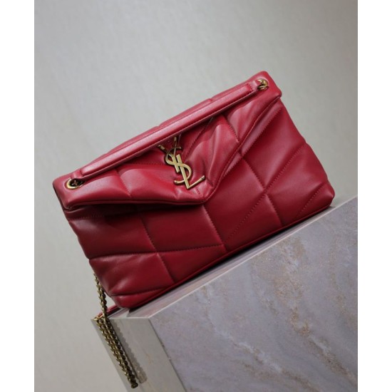 Perfette Qualità Repliche Borsa piccola YSL Saint Laurent Puffer in nappa rossa Imitazione