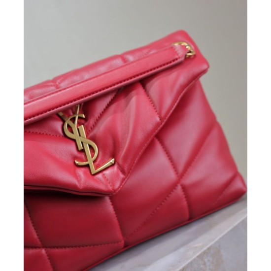 Perfette Qualità Repliche Borsa piccola YSL Saint Laurent Puffer in nappa rossa Imitazione