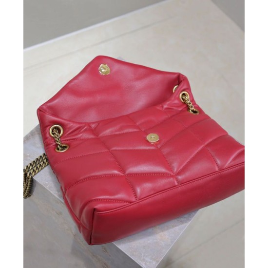 Perfette Qualità Repliche Borsa piccola YSL Saint Laurent Puffer in nappa rossa Imitazione