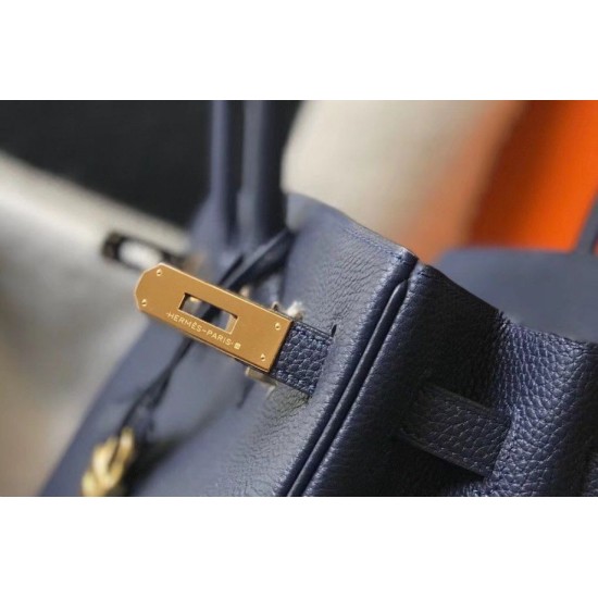 Migliore Repliche Hermes Birkin 30cm Borsa Clemence Blu Scuro Economiche Outlet Online