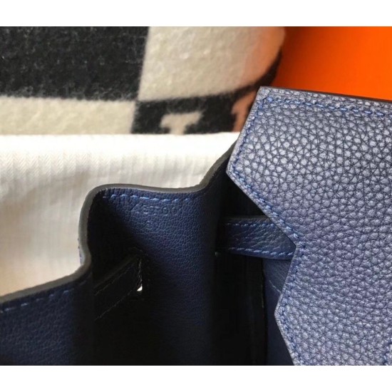 Migliore Repliche Hermes Birkin 30cm Borsa Clemence Blu Scuro Economiche Outlet Online