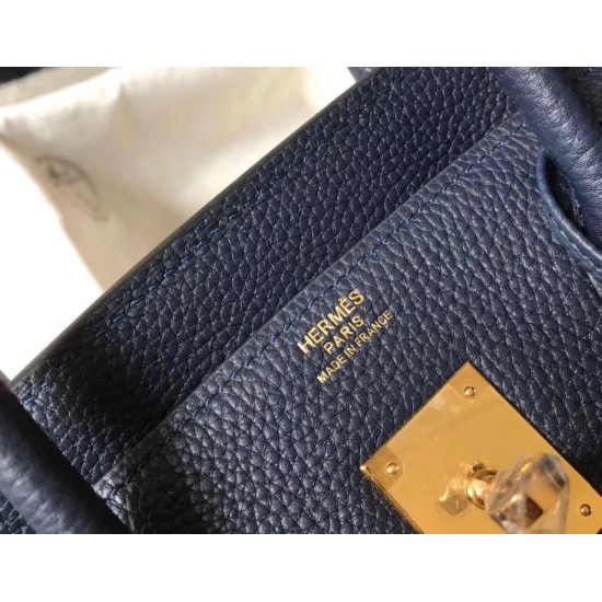 Migliore Repliche Hermes Birkin 30cm Borsa Clemence Blu Scuro Economiche Outlet Online