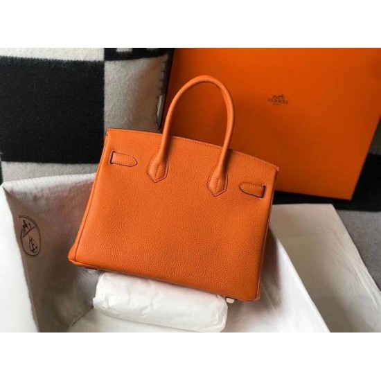 Miglior Falso Hermes Birkin 25cm 30cm 35cm Borsa Clemence Arancione Economiche Premium