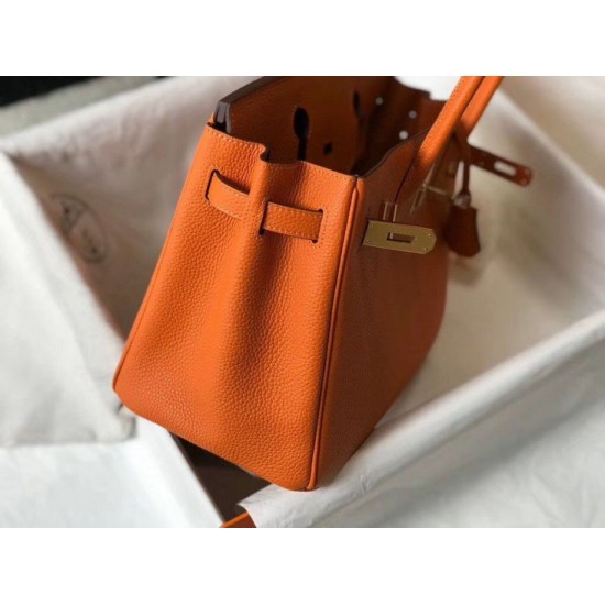Miglior Falso Hermes Birkin 25cm 30cm 35cm Borsa Clemence Arancione Economiche Premium