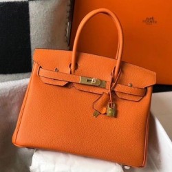 Miglior Falso Hermes Birkin 25cm 30cm 35cm Borsa Clemence Arancione Economiche Premium