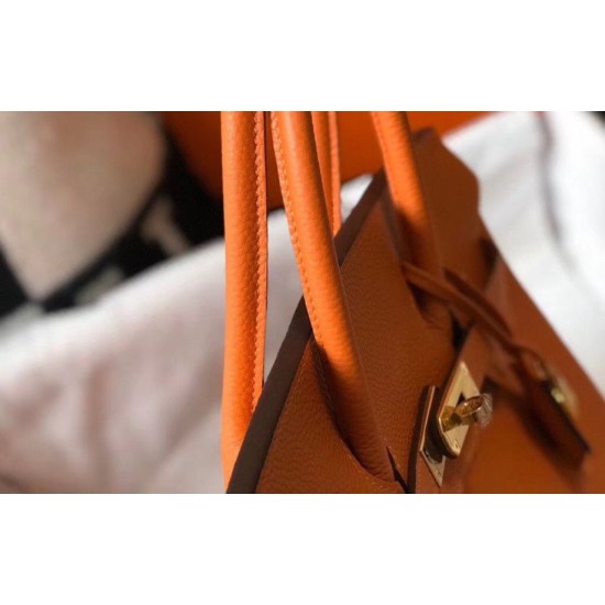 Miglior Falso Hermes Birkin 25cm 30cm 35cm Borsa Clemence Arancione Economiche Premium