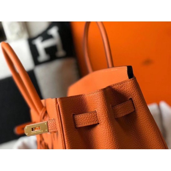 Miglior Falso Hermes Birkin 25cm 30cm 35cm Borsa Clemence Arancione Economiche Premium