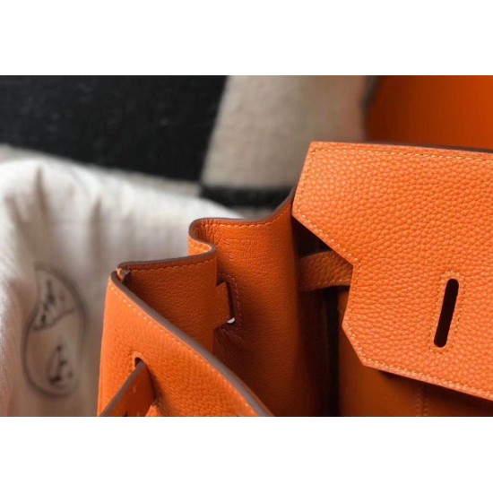 Miglior Falso Hermes Birkin 25cm 30cm 35cm Borsa Clemence Arancione Economiche Premium