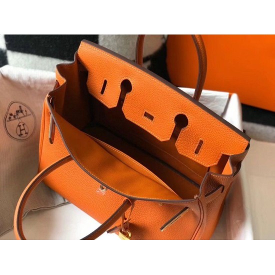 Miglior Falso Hermes Birkin 25cm 30cm 35cm Borsa Clemence Arancione Economiche Premium