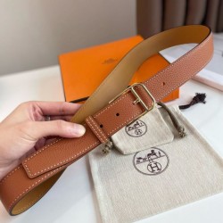 Miglior Falso Hermes Romain 35MM Cintura Clemence Marrone Economiche Premium