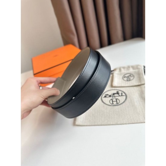 Migliore Repliche Cintura Hermes Romain 35MM Grigio/Nero Clemence Economiche Outlet Online