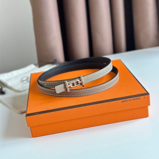 Replica perfetta Hermes Gamma 13mm Cintura Reversibile Epsom Taupe Grigio/Nero Imitazione Outlet Online