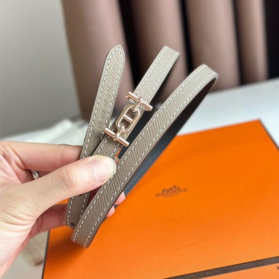 Replica perfetta Hermes Gamma 13mm Cintura Reversibile Epsom Taupe Grigio/Nero Imitazione Outlet Online