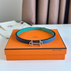 Miglior Falso Hermes Gamma 13mm Cintura Reversibile Epsom Taupe Verde/Blu Economiche Premium