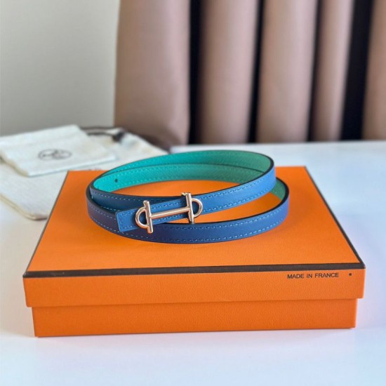 Miglior Falso Hermes Gamma 13mm Cintura Reversibile Epsom Taupe Verde/Blu Economiche Premium