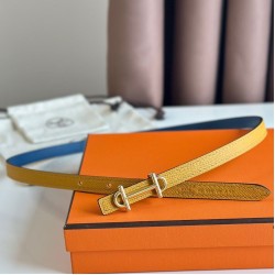 Replica perfetta Hermes Gamma 13mm Cintura Reversibile Epsom Taupe Swift Giallo/Blu Imitazione Outlet Online