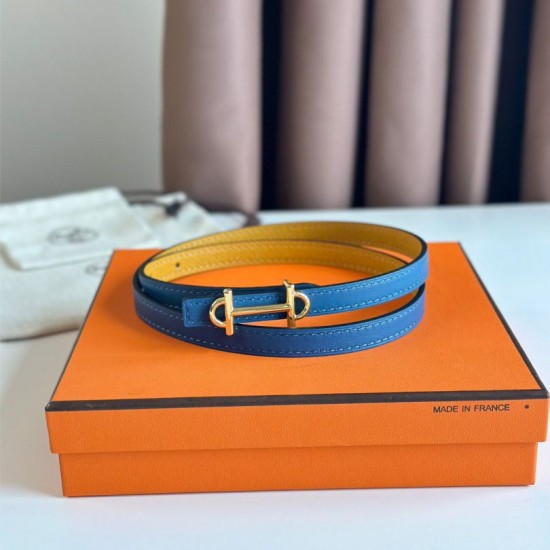 Replica perfetta Hermes Gamma 13mm Cintura Reversibile Epsom Taupe Swift Giallo/Blu Imitazione Outlet Online