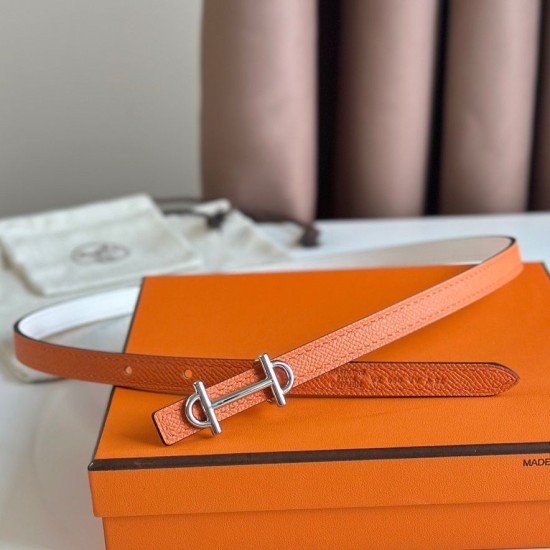 Migliore Repliche Hermes Gamma 13mm Cintura Reversibile Epsom Taupe Swift Bianco/Arancione Economiche Outlet Online