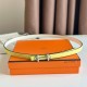 Replica perfetta Hermes Gamma 13mm Cintura Reversibile Epsom Taupe Swift Bianco/Giallo Imitazione Outlet Online