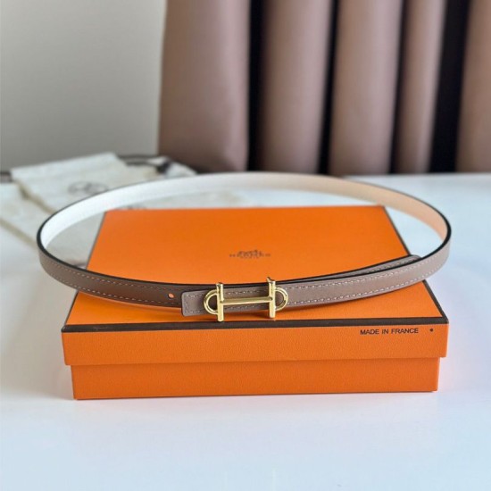 Replica perfetta Hermes Gamma 13mm Cintura Epsom Taupe Swift Bianco Imitazione Outlet Online