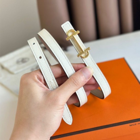 Replica perfetta Hermes Gamma 13mm Cintura Epsom Taupe Swift Bianco Imitazione Outlet Online