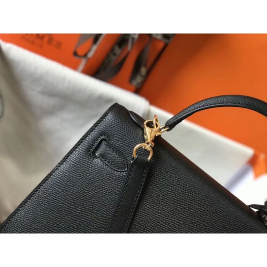 Perfette Qualità Repliche Hermes Kelly Borsa Sellier 25 cm Epsom Nero Imitazione
