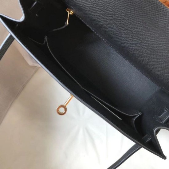 Perfette Qualità Repliche Hermes Kelly Borsa Sellier 25 cm Epsom Nero Imitazione