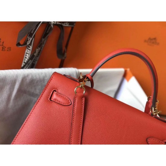 Miglior Falso Borsa Sellier Hermes Kelly 25 cm Piment Epsom Economiche Premium