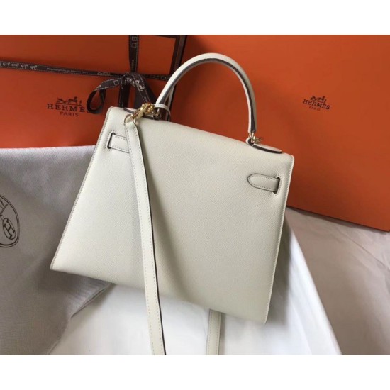 Migliore Repliche Hermes Kelly 28cm Borsa Sellier Epsom Bianco Economiche Outlet Online