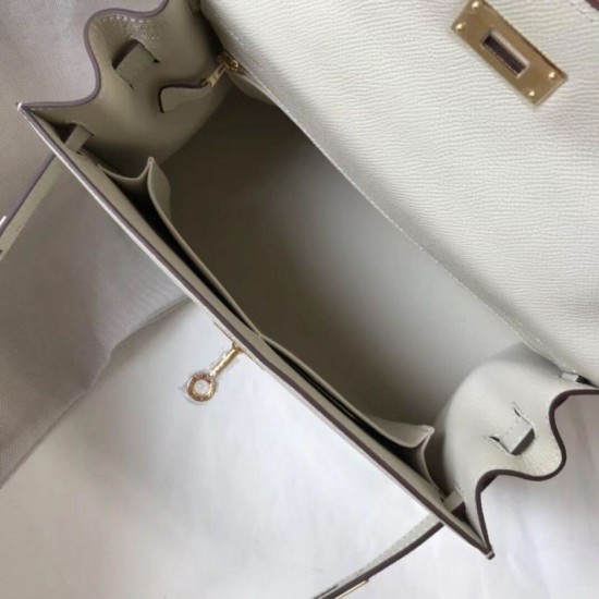 Migliore Repliche Hermes Kelly 28cm Borsa Sellier Epsom Bianco Economiche Outlet Online