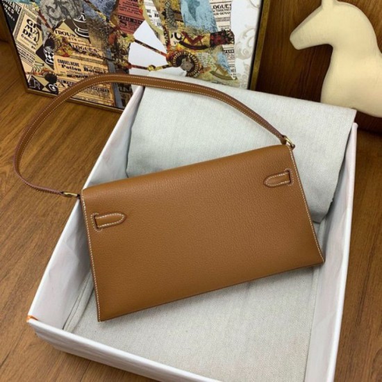 Miglior Falso Hermes Kelly Elan Borsa fatta a mano Marrone Economiche Premium