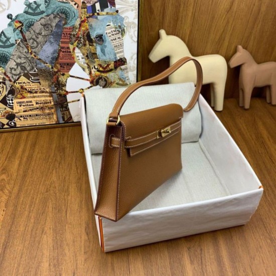 Miglior Falso Hermes Kelly Elan Borsa fatta a mano Marrone Economiche Premium