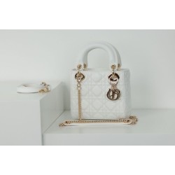 Replica perfetta Dior Mini Borsa Lady Dior Cannage Bianco Imitazione Outlet Online