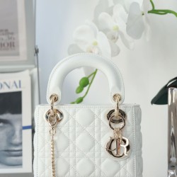 Replica perfetta Dior Mini Borsa Lady Dior Cannage Bianco Imitazione Outlet Online