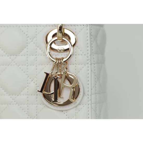 Replica perfetta Dior Mini Borsa Lady Dior Cannage Bianco Imitazione Outlet Online