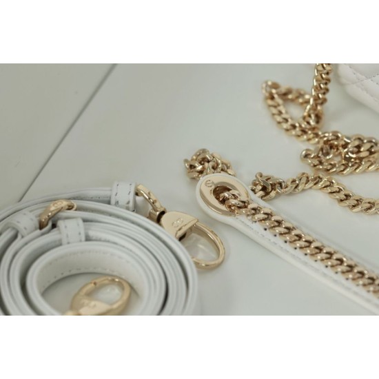 Replica perfetta Dior Mini Borsa Lady Dior Cannage Bianco Imitazione Outlet Online