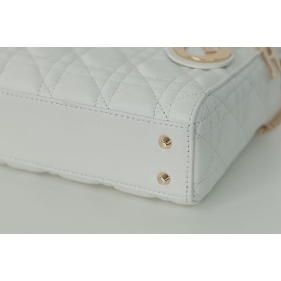 Replica perfetta Dior Mini Borsa Lady Dior Cannage Bianco Imitazione Outlet Online