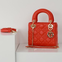Migliore Repliche Dior Mini Borsa Lady Dior Cannage Rosso Economiche Outlet Online