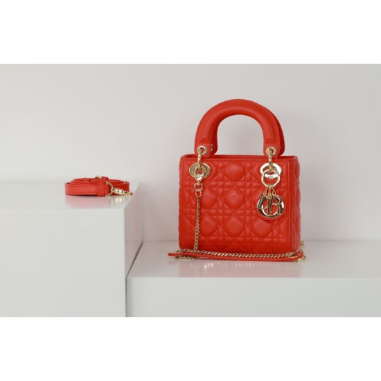 Migliore Repliche Dior Mini Borsa Lady Dior Cannage Rosso Economiche Outlet Online