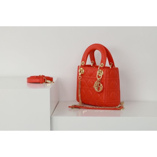 Migliore Repliche Dior Mini Borsa Lady Dior Cannage Rosso Economiche Outlet Online